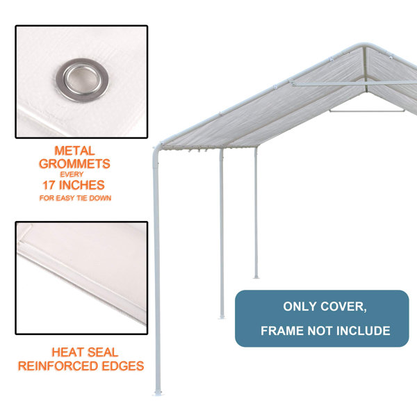 Thanaddo 10 x 20 Ft Carport Replacement Canopy Cover Garage Top Wayfair